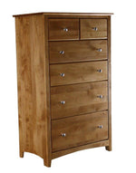 [33 Inch] Alder Shaker 6 Drawer BC Chest - shown in Golden Pecan finish with Brushed Nickel knobs
