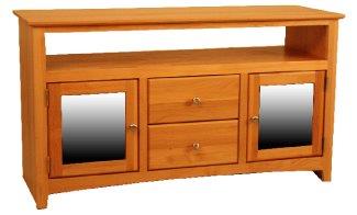 [47 Inch] Alder Shaker TV Console - shown in Honey finish with Brushed Nickel knobs